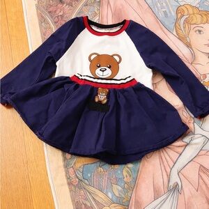 Girls Designer Inspired Teddy Bear Matching Set | 4T | Navy & Red
